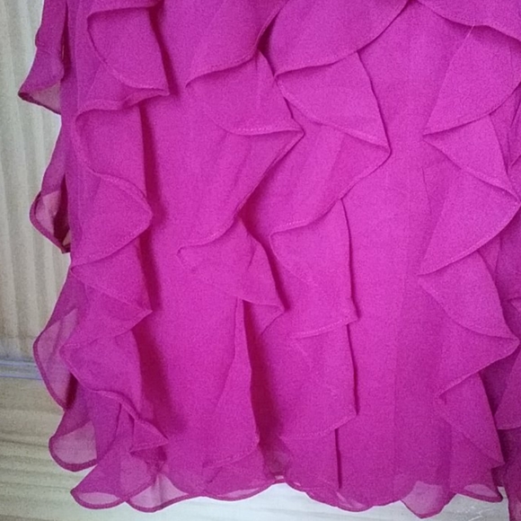 Cascade Ruffle Deep Red Dress 8 - Picture 9 of 10